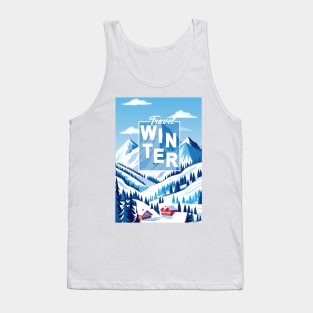 Winter Mountain snow sports ski Hotels in Snowy Mountains landscape Christmas Alps Tank Top